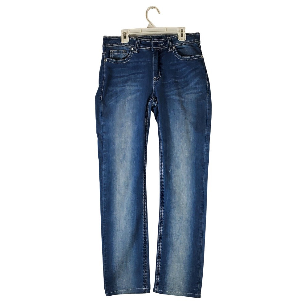 Reba McEntire Womens Embroidered Rhinestone Bootcut Jeans Blue Size 4 RN 58909